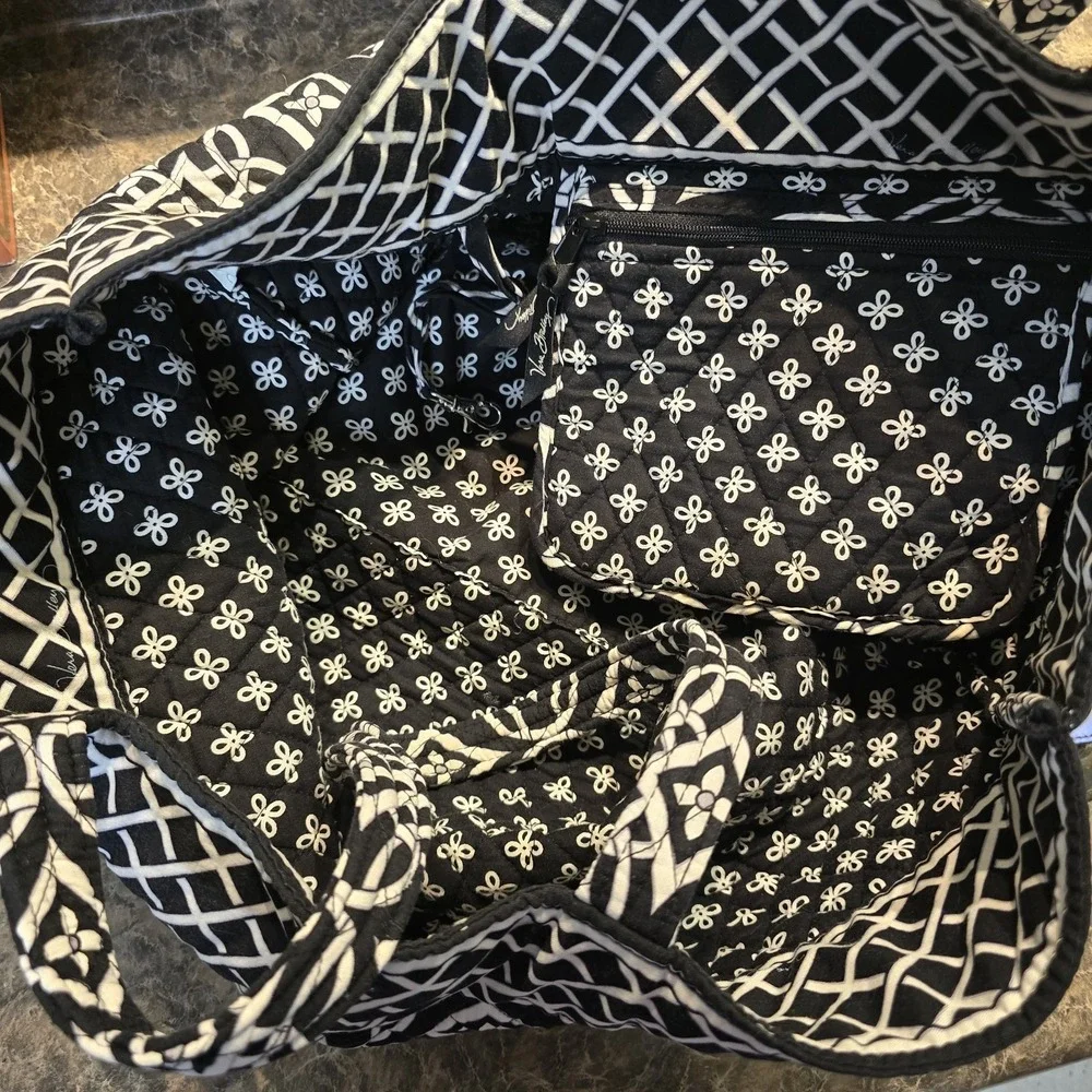 Vera Bradley retired Concerto villager shoulder tote purse black white gray
